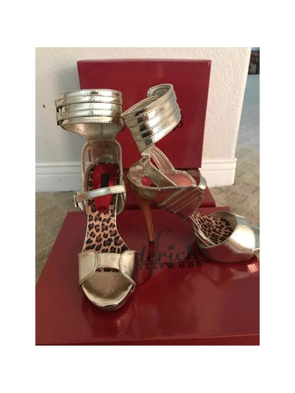 Fredericks of Hollywood 12165-70 Soft Gold Open Toe High Heels